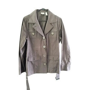 Chico's Women's Brown Long Sleeve Button Down Belted Casual Jacket Size 2